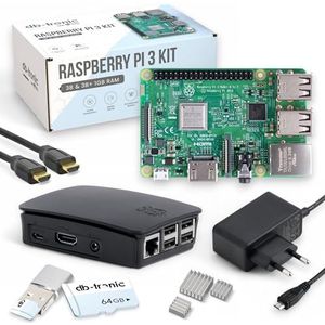 Raspberry Pi 3 B - Starterset - 64 GB - Behuizing - Voeding - HDMI-kabel 1 m - USB-kaartlezer - Koellichaam