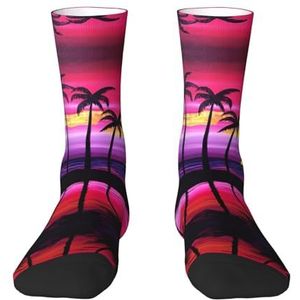 Tropische palmboom volwassen grappige 3d sokken crew sokken nieuwigheid sokken gag geschenken, zachte gezellige sokken., Wit, Eén Maat