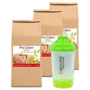 Cellavita Pro Colon Vita ""Levenscentrum Darm"" kuur | incl. Shaker | Vlooienzaadschalen, erwteneiwit, Cassia fistulapoeder en nog veel meer | hoge dosis & veganistisch | 3 weken kuur 3x 420g poeder (1260g)