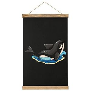 Orka's Zee Panda Opknoping Poster Canvas Wall Art Schilderen Met Houten Frames Artwort Voor Thuis Woonkamer Decoratie