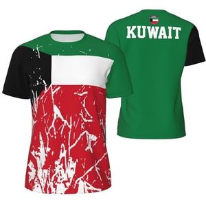 Sport T-Shirt Vintage Koeweit Vlag Graan Tees 3D Gedrukt voor Fitness Running Voetbal, Meerkleurig, S