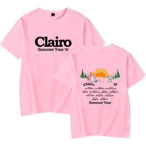 Clairo Merch Tee Mannen Dames Mode T-shirt Unisex Jongens Meisjes Casual Korte Mouw Shirts, roze, 4XL