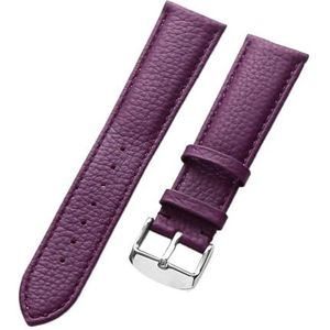 YingYou Lederen Band Dames Zacht Leer Lychee Graan Koeienhuid Horlogeband Heren Waterdicht 14 16 18 Mm Horlogeketting Accessoires (Color : Purple, Size : 17mm)