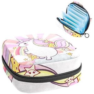 Opbergtas voor maandverband, menstruatiecup zakje tampon tas, menstruatiepads, houder organizer voor vrouwen meisjes, eenhoorn dier