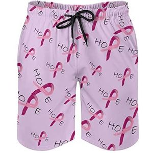 Roze lint - Borstkanker Awareness Zwembroek voor heren, bedrukte boardshorts, strandshorts, badmode, badpakken met zakken XL