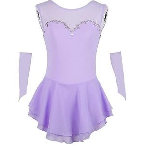 Nnnydjy Schaats Kostuum Voor Dames Effen Rolschaatsrok Voor Dames Kunstschaatstrainingsjurk Voor Meisjes Met Mouwen Eenvoudige Royale Balletpakjes,B,11_13Years