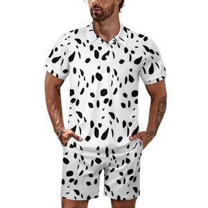 Dalmatische print heren poloshirt set korte mouwen trainingspak set casual strand shirts shorts outfit XL