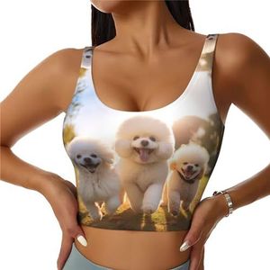 ZXERTG Oodles of Poedles Print Athletic Tank Tops, Hoge Ondersteuning, Ideaal voor High-Impact Trainingen, Yoga en Hardlopen, Zwart, S