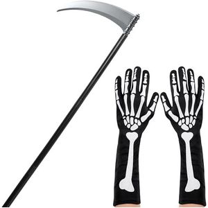 JOYIN Magere Hein Accessoires Set Met Scythe En Enge Skelet Handschoenen Halloween Sikkelwapen Prop Voor Party 1027617730
