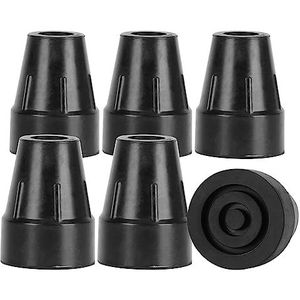 supregear Krukpunten, 2-pack Zware Rubberen Krukpunten Antislip Duurzame Vervangende Krukpunt voor Standaard Wandelstok met 22 mm Diameter, Opvouwbare Wandelstok Accessoire, Zwart, 6 Pack