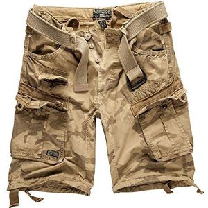 Geographical Norway Cargo Shorts Korte broek Bermuda met riem Short Hunter in bundel met UD Bandana, beige camouflage, 5XL