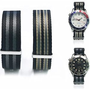 INEOUT Nylon canvas NAVO Riem 18mm 20mm 22mm zulu band 304 roestvrij stalen gesp mannen vervanging armband horloge compatibel met omega (Color : Type-1, Size : 20mm)