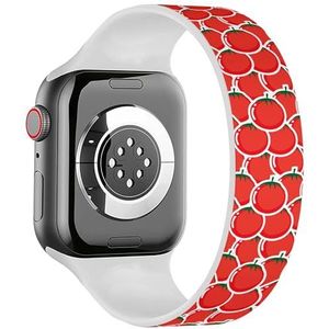 Solo Loop Band Compatibel met All Series Apple Watch 42/44/45/49mm (Tomaten) Elastische Siliconen Band Strap Accessoire, Siliconen, Geen edelsteen