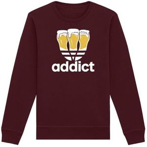 Sweatshirt Addict – uniseks – bedrukt in Frankrijk – 100% biologisch katoen – verjaardagscadeau Apéro origineel grappig, Bordeaux, 3XL