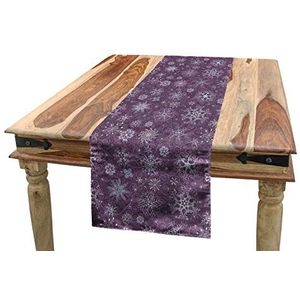 ABAKUHAUS Aubergine Tafelloper, Sneeuwvlokken van Kerstmis Bloemen, Eetkamer Keuken Rechthoekige Loper, 40 x 180 cm, paars