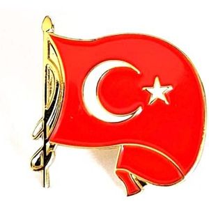 Wehende Turkije vlag - Waving Türkiye Flag Badge - Elegante Pin Aansteker 0237
