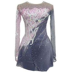 Roze,11/13,PONNYC Schaatsjurk Met Kleurverloop Voor Meisjes Kunstschaats Wedstrijd Kostuums Handgemaakte Turnpakjes Voor Sportkleding Buiten Sport Outfit Met Glanzende Strass Steentjes
