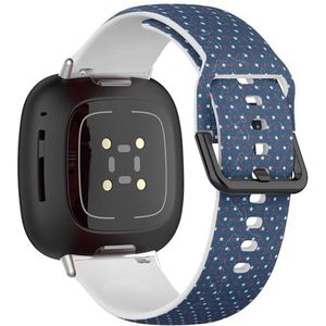 Zachte sportband compatibel met Fitbit Sense / Sense 2 / Versa 4 / Versa 3 (American Patriotic Stars Textured) siliconen armbandaccessoire
