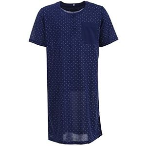 LUCKY Heren nachthemd korte mouwen print met borstzak slaapshirt, Donkerblauw, L