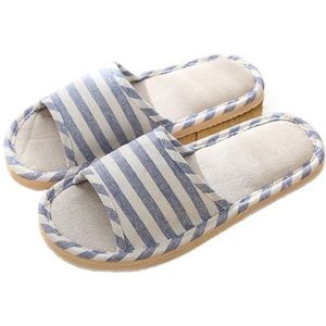 Stoffen huisslippers voor dames, indoor-vloer, platte schoenen, lente, herfst, linnen, flip-huisslippers, vrouwelijke pantoffel, comfortabel voor hotel en reizen, Blauw, Chinese 42-43