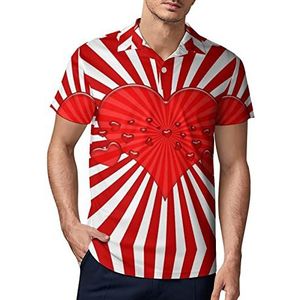 Japanse hart vlag heren golf polo shirt zomer korte mouw T-shirt casual sneldrogende T-shirts M