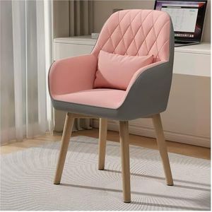 Fauteuil, 360° Draaibare Eetkamerstoelen Fluweel Beklede Bureaustoelen Ergonomische Bureaustoel Armen En Houten Poten, Moderne Stoel Linnen Stof Keuken Eetkamerstoelen(Color:Pink2)