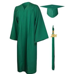 GraduationMall Afstudeerjurk en Pet 2024 Kwastje Jaar Bedel voor Volwassenen Universiteit Middelbare Kleding Kostuum Uniseks S(5'3""-5'5"") Smaragdgroen