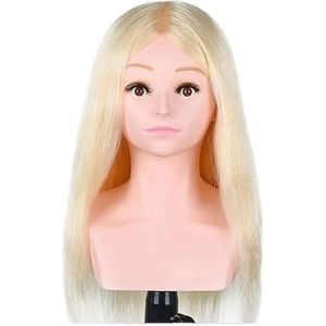 Trainingshoofd Mannequin met Schouder 24'' 80% Echt Haar Kapsels Kapper Oefenhoofd Vlechthoofd(100Real Hair 613)