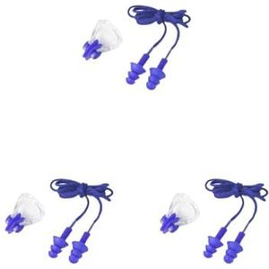 3 Set van 2 Stuks Volwassenen Oor Stopper Neus Clips Set Vrouwen Mannen Surfen Snorkelen Waterdichte Oordopjes Kit Onderwater Sport Apparatuur Blauw