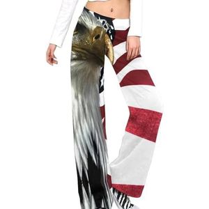 East Eagle on The American Flag Damesbroek, casual broek, elastische taille, loungebroek, lange yogabroek, rechte pijpen