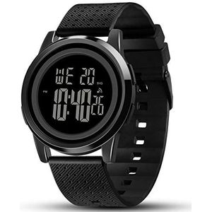YUINK Heren Horloge Ultra-Dunne Digitale Sporthorloge Waterdicht Rvs Mode Polshorloge voor Mannen Vrouwen, Zwart, L, Sportief