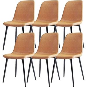 GEIRONV Moderne lederen eetkamerstoel set van 6, thuis slaapkamer balie receptie lounge stoel woonkamer bijzetstoel onderhandeling make-up stoel Eetstoelen (Color : Yellow)