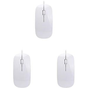3 set bedrade ultradunne mini-muis desktop computer laptop mat zwart wit schattige ergonomische gamingmuis, wit