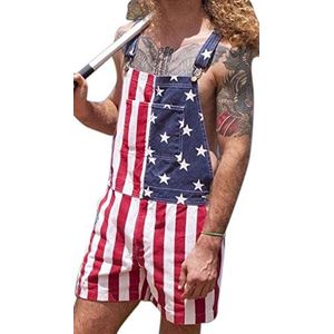 Unisex shorts Tuinbroek Amerikaanse overalls Amerikaanse vlag Bedrukt playsuit Koppels dragen slim fit jumpsuit