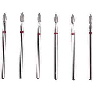 MZCMSL 6 stks Vlamvorm Diamant Cuticle Clean Bits, Pro Droog Manicure Boren Kit, 3/32 Shank efile Bit
