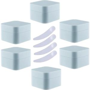 Cosmetische potten, Pak van 6, 30 ml vierkante blauwe plastic zalfpotjes cosmetische potten met binnenvoering containers for lippenbalsem, lotion(Blue,10ml)