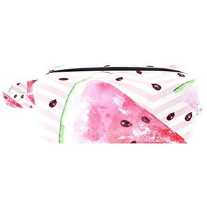 Cosmetische tas,kleine handtas make-uptas voor damesportemonnee,roze strepen en watermeloen,make-uptasjes voor op reis