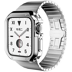 CZKE Roestvrij Stalen Band + Case Voor Apple Horloge 38 Mm 40 Mm 42 Mm 44 Mm Armband Voor i-watch Serie 7/SE/6/5/4/3/2/1 Band Metalen Bumper Frame Cover (Color : Silver, Size : 40mm)