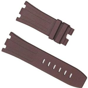 INSTR 28mm Natuur Fluor Rubber Horloge Band Voor AP Band Voor Audemars En Piguet 15703 15710 15706 Horlogeband Met Roestvrijstalen Gesp(Brown strap,28mm silver buckle)