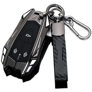 Sleutelbehuizing houder Autosleutel Cover Shell Sleutel Beschermhoes Accessoires Sleutelhanger Voor Changan CS35PLUS CS55PLUS CS75PLUS 2019 Zinklegering + Siliconen Sleutelbehuizing(Gray)