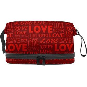 Grote capaciteit reizen cosmetische tas,Liefde Valentijnsdag Rood,Make-up tas,Waterdichte make-up tas Organizer, Meerkleurig, 27x15x14 cm/10.6x5.9x5.5 in