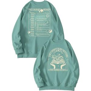 MLZHAN They Didn't Burn Witches Front Print Vrouwen Sweatshirt Ze Burned Feministische Heksen Terug Gedrukt Lange Mouw Shirt Tops, Lichtgroen, S