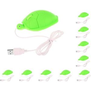 10 set van Leuke Schildpad Muis Bedrade USB 3D Bedrade Schildpad Muizen Voor PC Laptop Groen