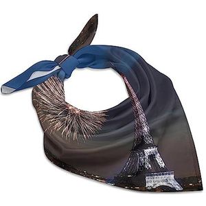 Night Sky Eiffeltoren bandana's voor mannen vrouwen vierkante kop zijden sjaal lichtgewicht wikkel hals zakdoek halsdoek 45,7 cm x 45,7 cm