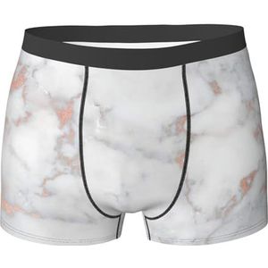ZJYAGZX Witte marmeren boxershorts met roségouden print voor heren - comfortabele ondergoedbroek, ademend vochtafvoerend, Zwart, S