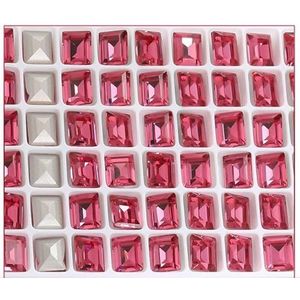 6x8mm Rechthoek Glas Kristal Steentjes Pointback Lijm Op Steentjes Nagel Decoratie DIY Accessoires Stenen-Rose, 6x8mm 10 stks