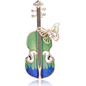 Elegante Viool Pin Broches Voor Vrouwen Strass Crystal Emaille Muzikale Decoratie Legering Pins Voor Accessoires Geschenken 1Pcs, Green, agaat