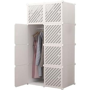 Hangende Kledingkast Plastic Combinatie Garderobe Withdoor Hoekplanken Kleding Stevige Slaapkamer Thuis Slaapzaal Slaapkamer Kast(75 * 47 * 147cm)