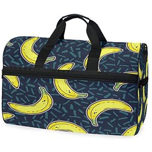 Banaan Geel Fruit Gras Sport Zwemmen Gym Tas met Schoenen Compartiment Weekender Duffel Reistassen Handtas voor Vrouwen Meisjes Mannen