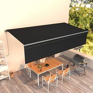 Rantry Automatisch intrekbaar zonnezeil met zonnedak, 6 x 3 m, antraciet, outdoortent voor privacy, balkon, terras